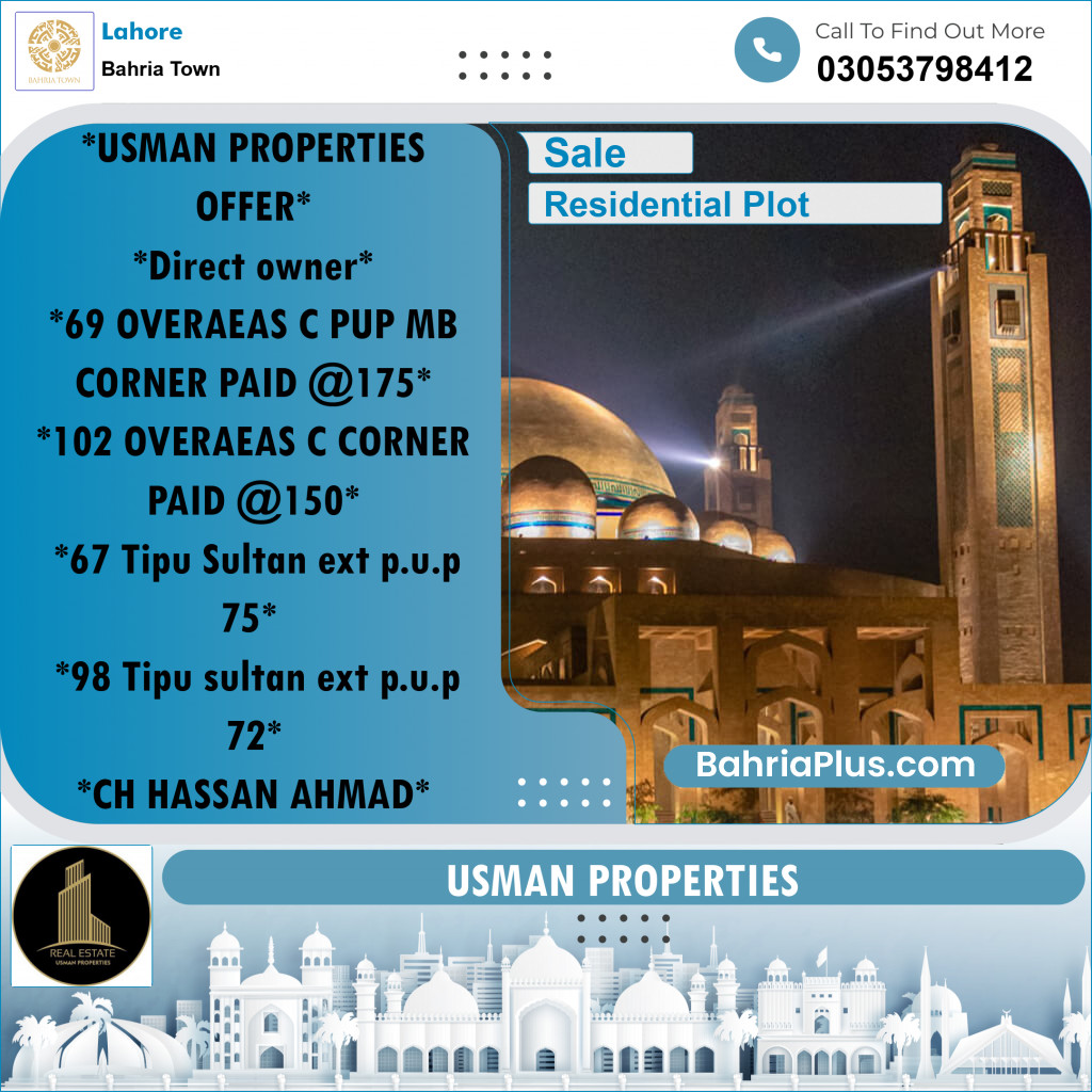 Residential Plot for Sale in Bahria Town, Lahore - (BP-255552)