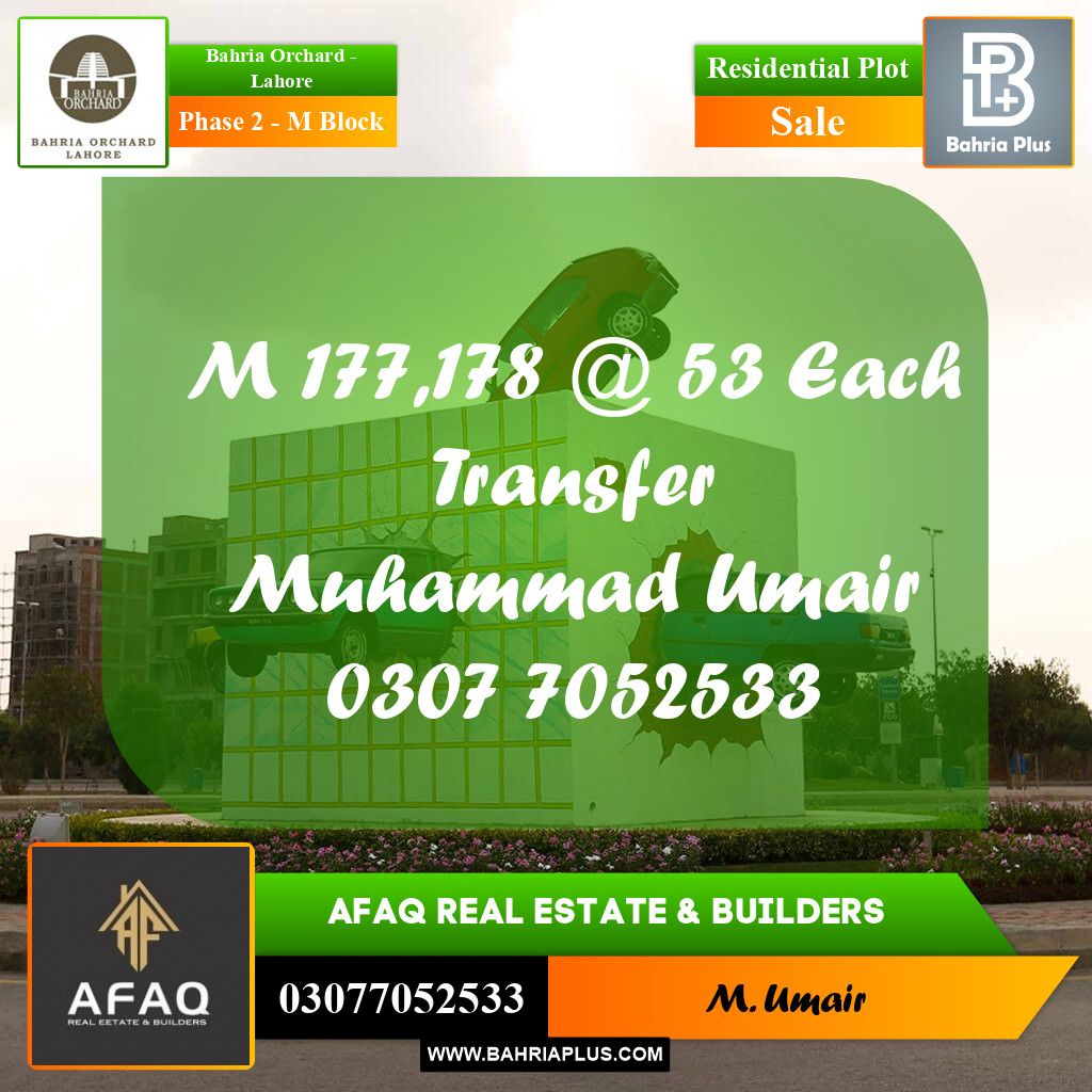 5 Marla Residential Plot for Sale in Phase 2 - M Block -  Bahria Orchard, Lahore - (BP-255571)