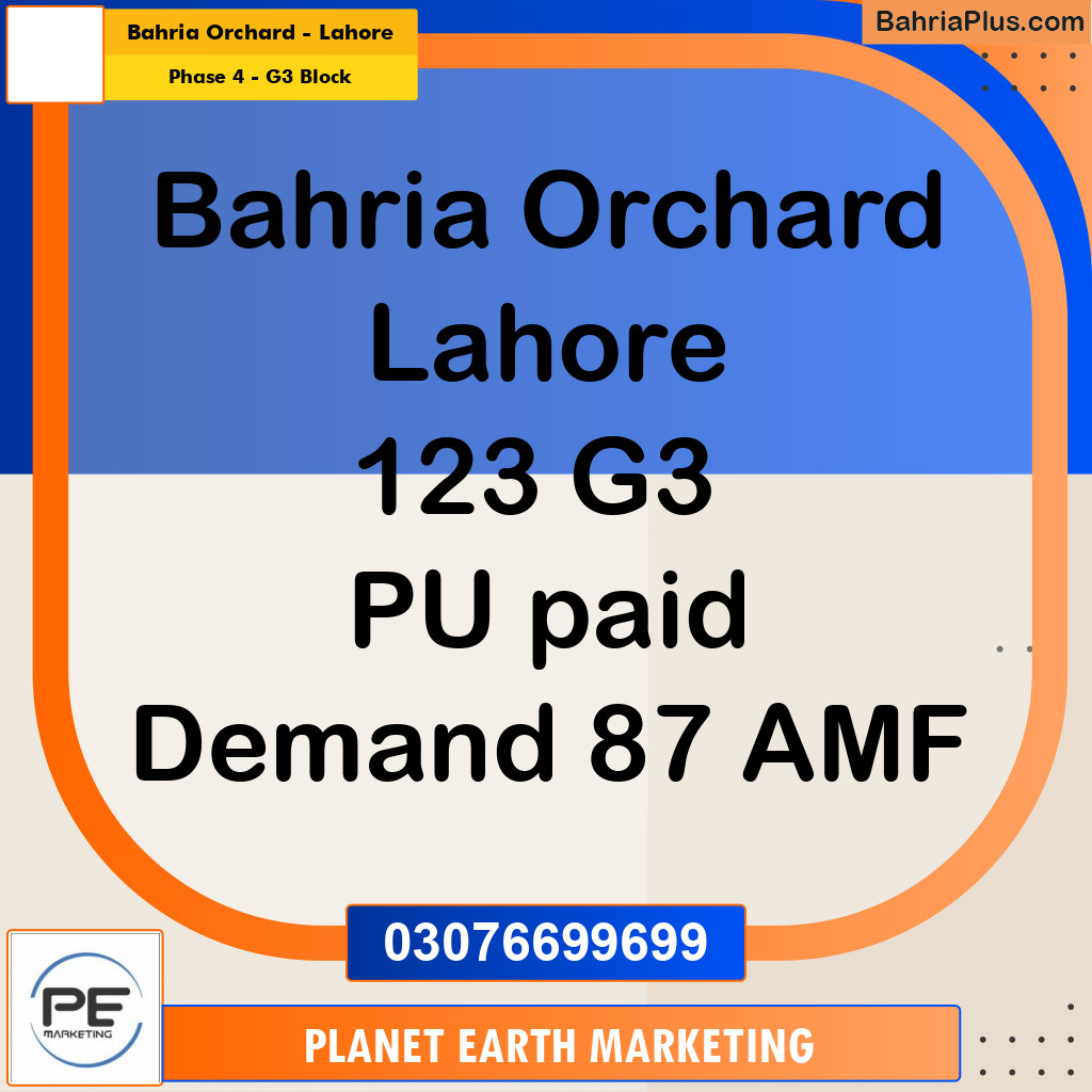 10 Marla Residential Plot for Sale in Phase 4 - G3 Block -  Bahria Orchard, Lahore - (BP-255572)