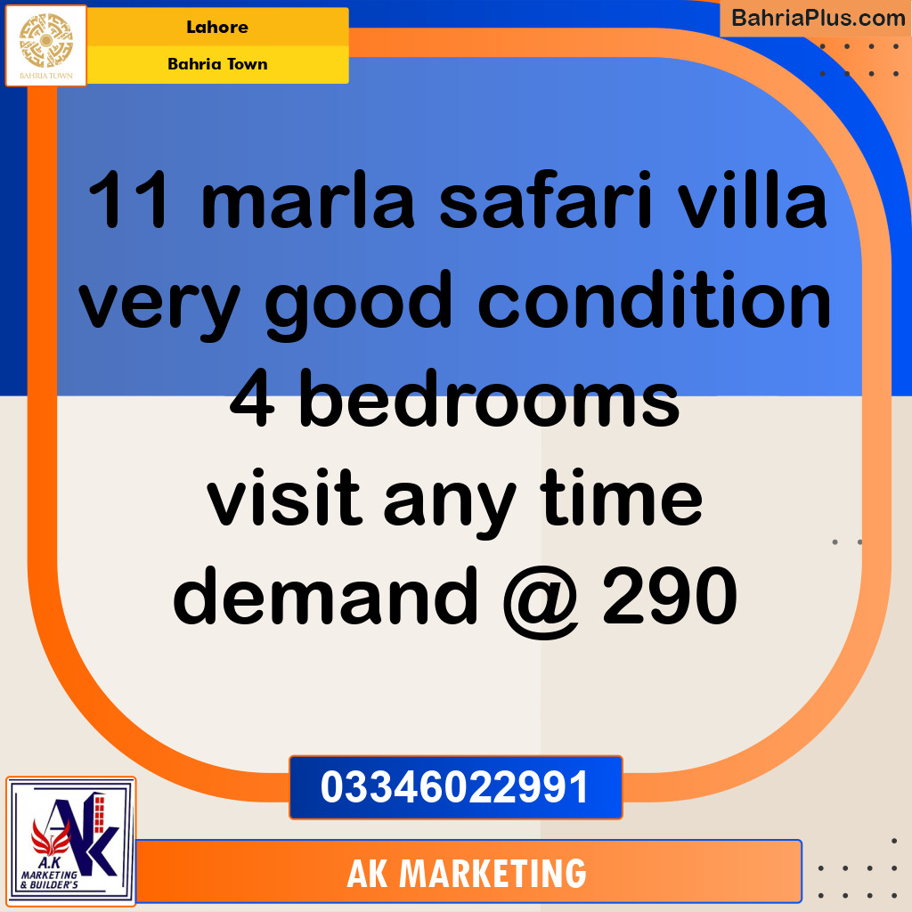 11 Marla Residential House for Sale in Bahria Town, Lahore - (BP-255575)