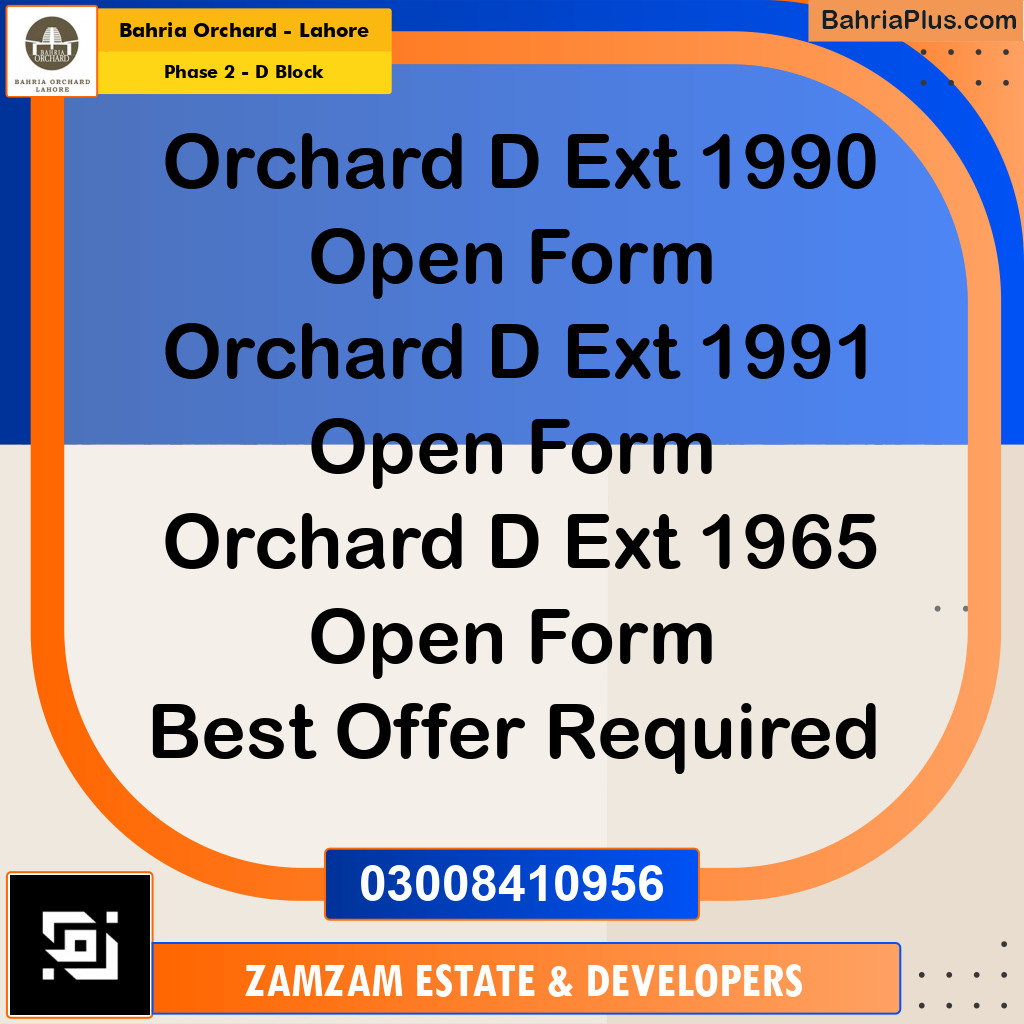 5 Marla Residential Plot for Sale in Phase 2 - D Block -  Bahria Orchard, Lahore - (BP-255636)