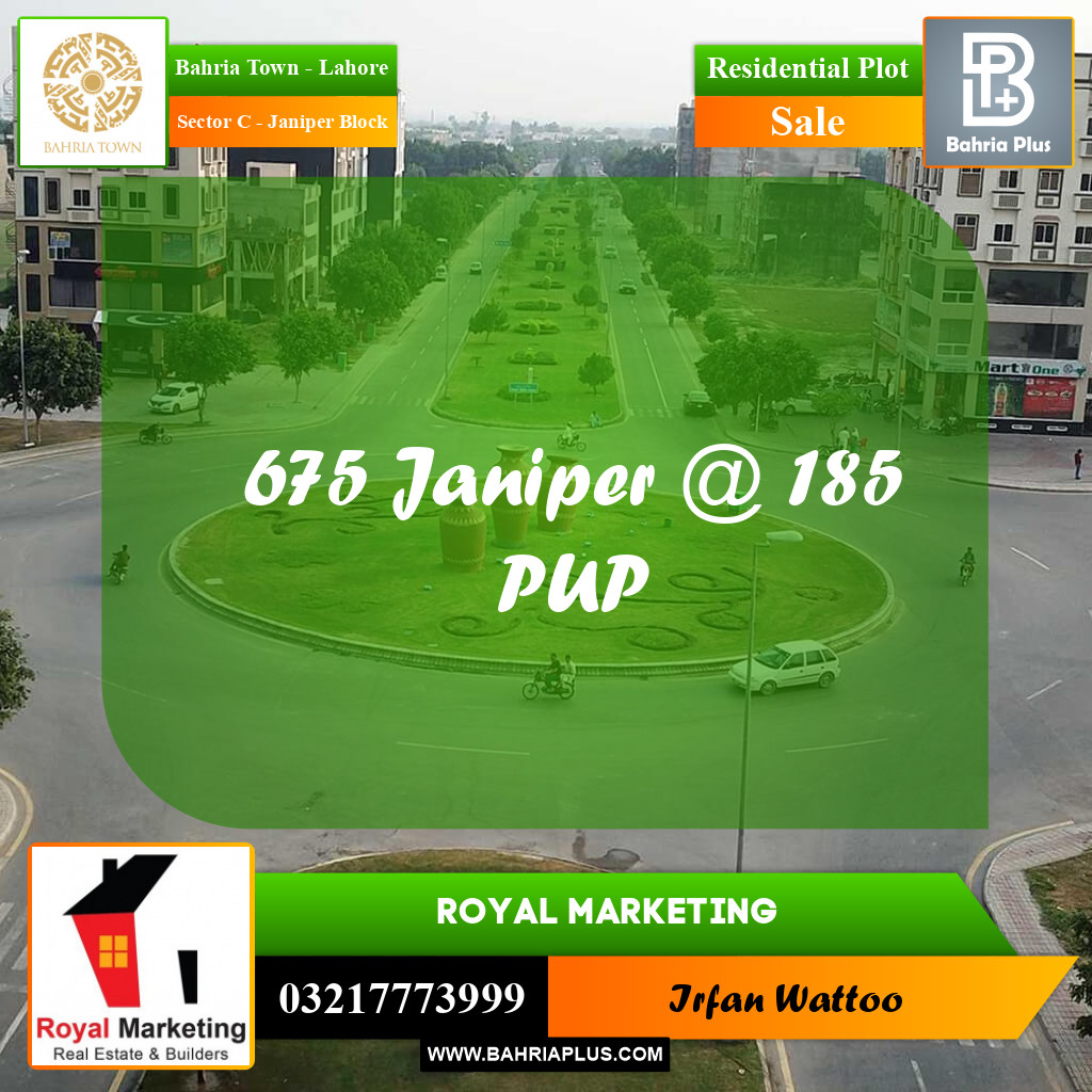 Residential Plot for Sale in Sector C - Janiper Block -  Bahria Town, Lahore - (BP-255639)