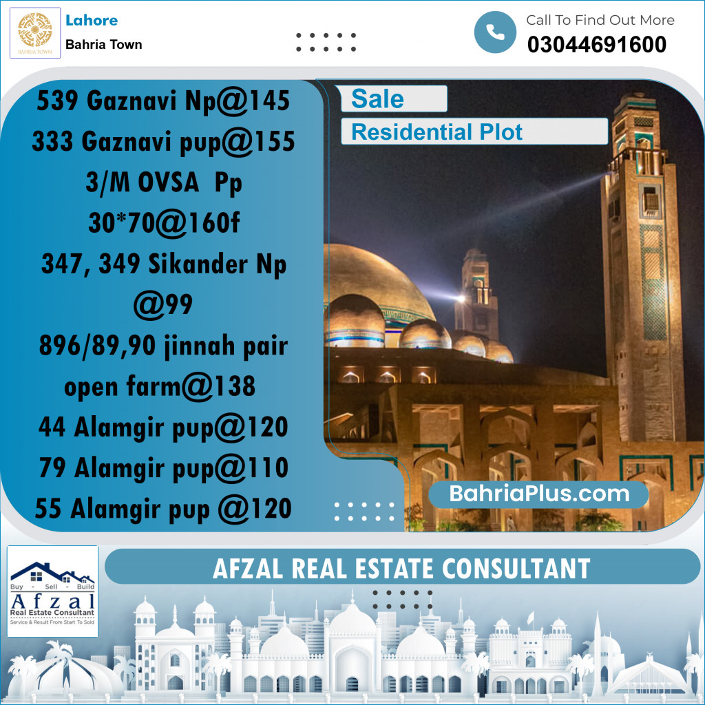 Residential Plot for Sale in Bahria Town, Lahore - (BP-255653)