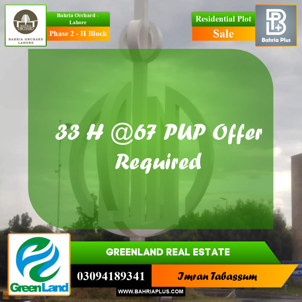 8 Marla Residential Plot for Sale in Phase 2 - H Block -  Bahria Orchard, Lahore - (BP-255668)
