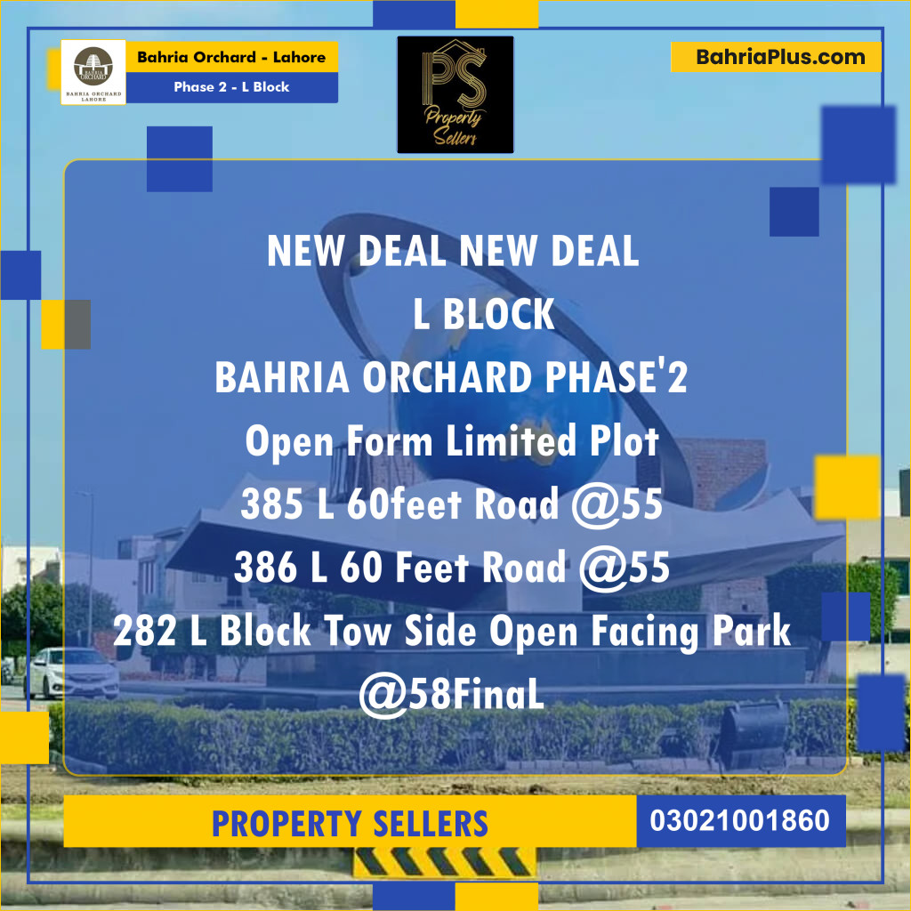 5 Marla Residential Plot for Sale in Phase 2 - L Block -  Bahria Orchard, Lahore - (BP-255699)