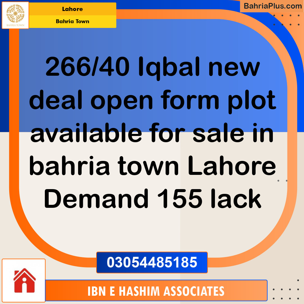 Residential Plot for Sale in Bahria Town, Lahore - (BP-255714)