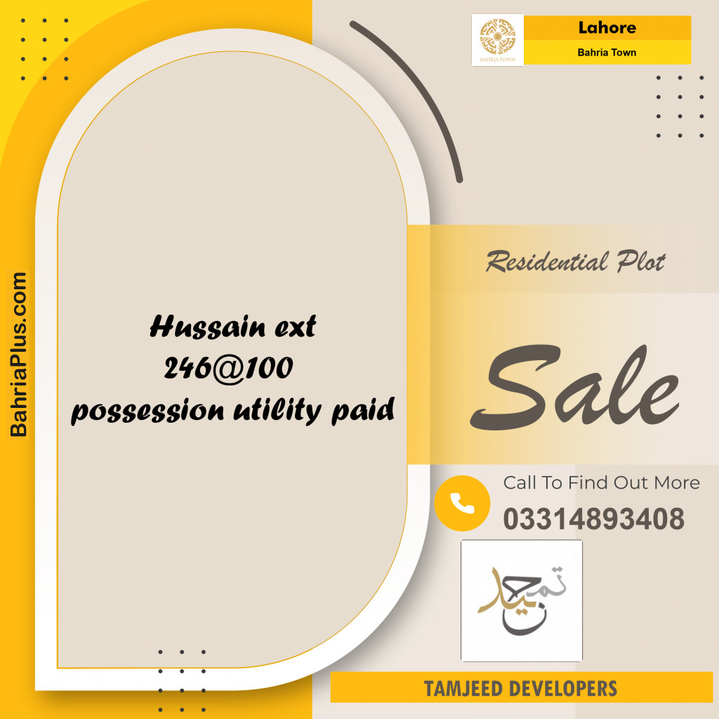 Residential Plot for Sale in Bahria Town, Lahore - (BP-255726)