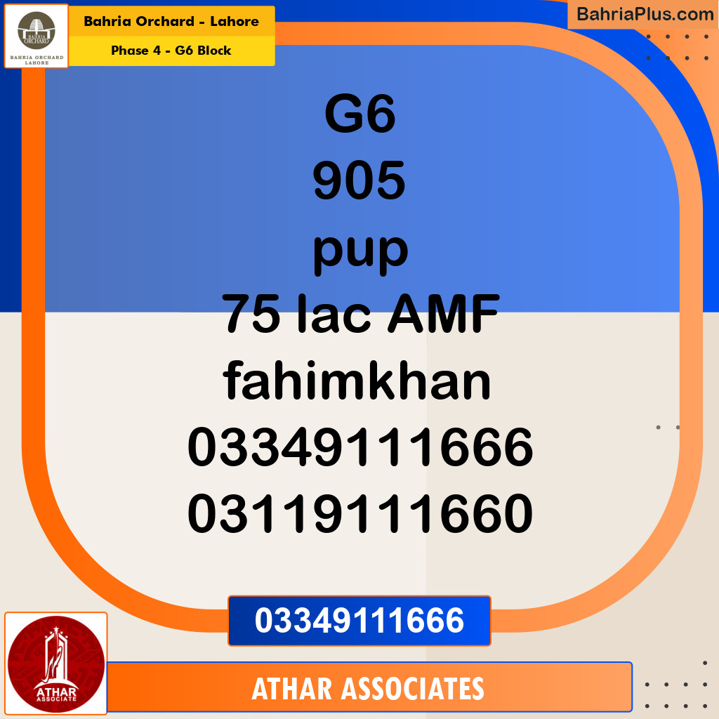 10 Marla Residential Plot for Sale in Phase 4 - G6 Block -  Bahria Orchard, Lahore - (BP-255765)