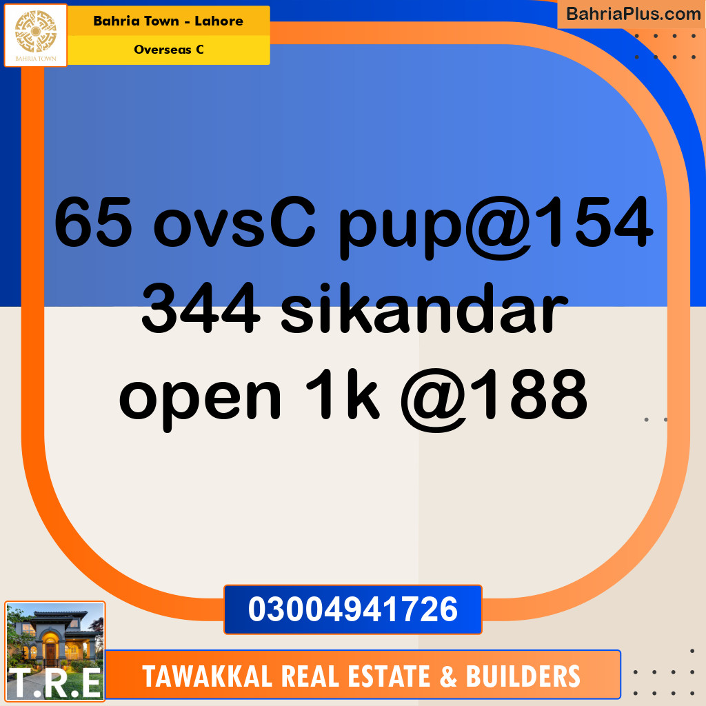 10 Marla Residential Plot for Sale in Overseas C -  Bahria Town, Lahore - (BP-255766)