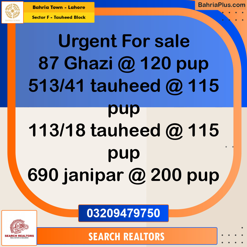 10 Marla Residential Plot for Sale in Sector F - Tauheed Block -  Bahria Town, Lahore - (BP-255785)