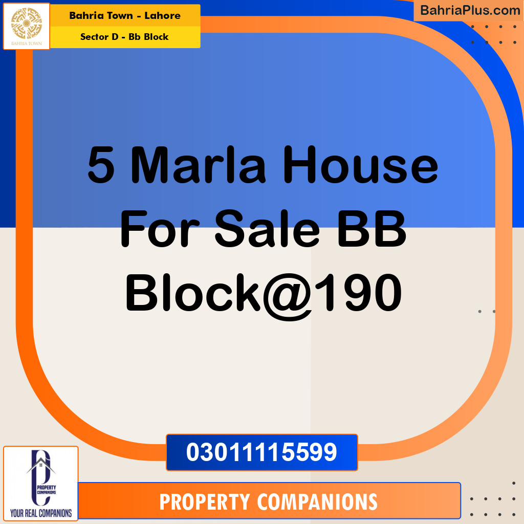 5 Marla Residential House for Sale in Sector D - BB Block -  Bahria Town, Lahore - (BP-255818)