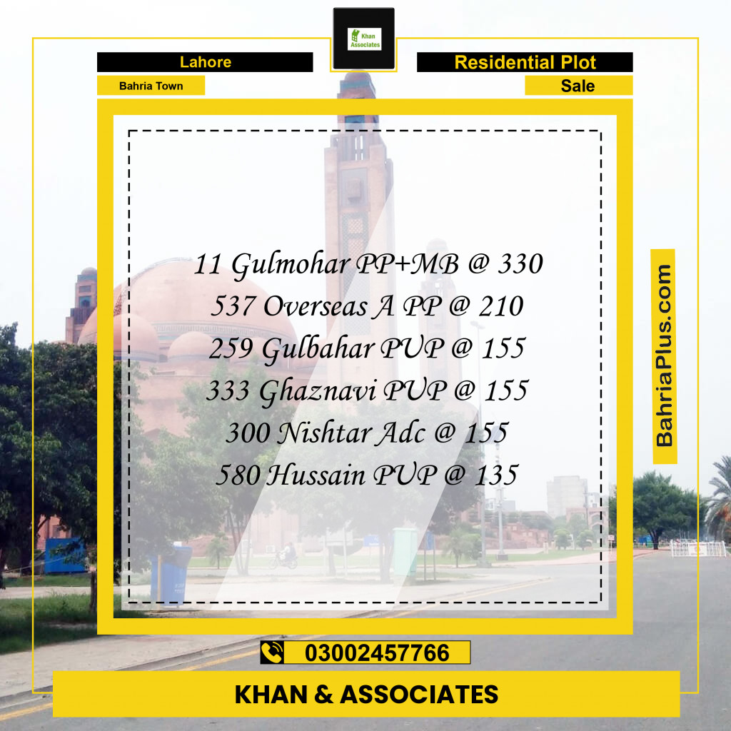 Residential Plot for Sale in Bahria Town, Lahore - (BP-255819)