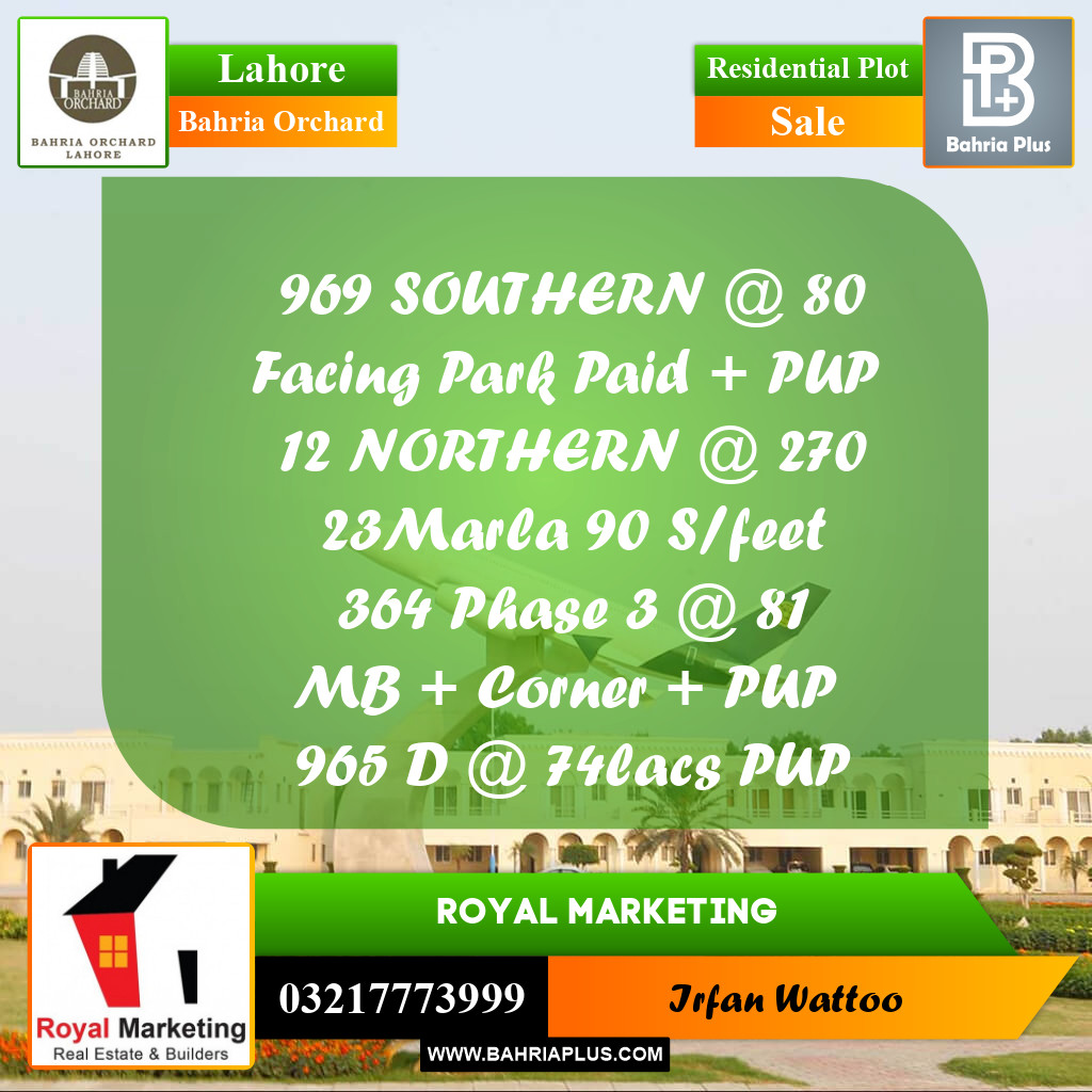 Residential Plot for Sale in Bahria Orchard, Lahore - (BP-255853)