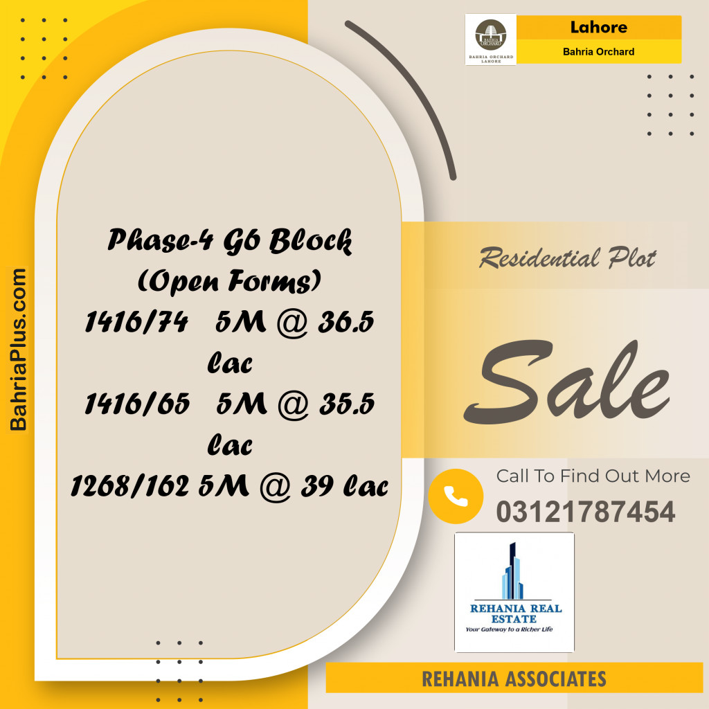 Residential Plot for Sale in Bahria Orchard, Lahore - (BP-255867)