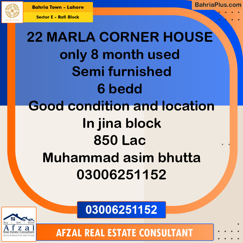 1 Marla Residential House for Sale in Sector E - Rafi Block -  Bahria Town, Lahore - (BP-255902)