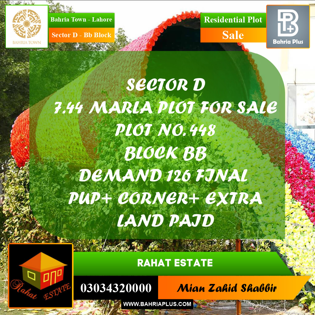 7 Marla Residential Plot for Sale in Sector D - BB Block -  Bahria Town, Lahore - (BP-255916)