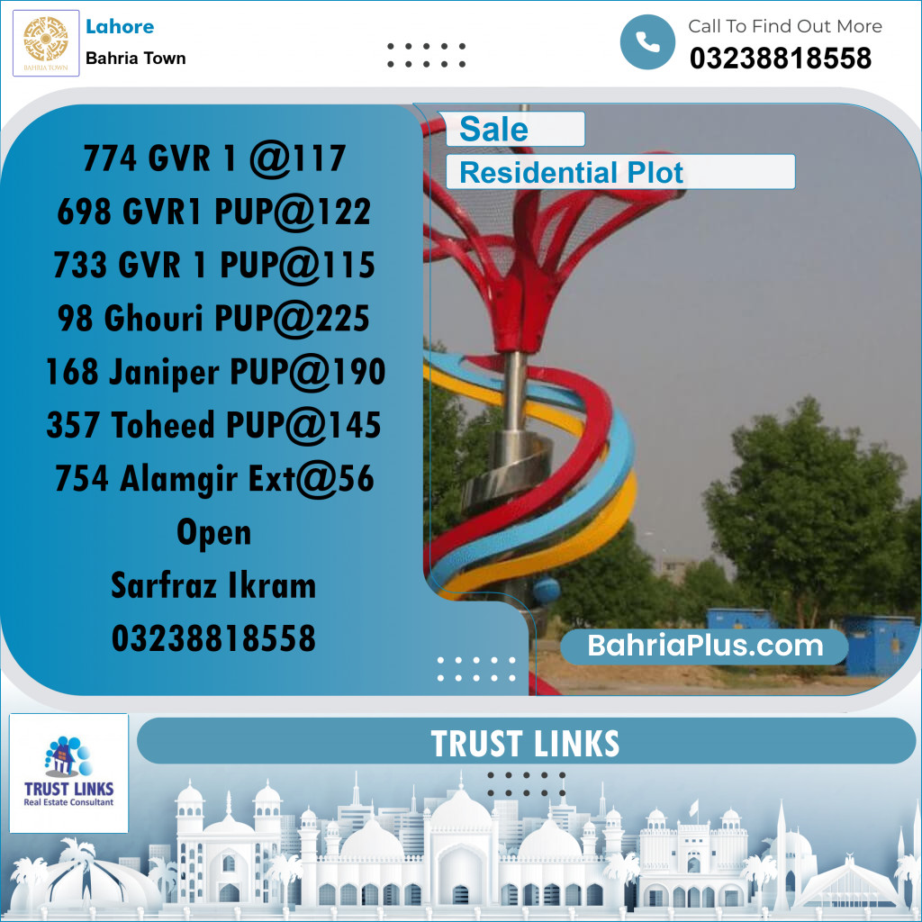 Residential Plot for Sale in Bahria Town, Lahore - (BP-255925)