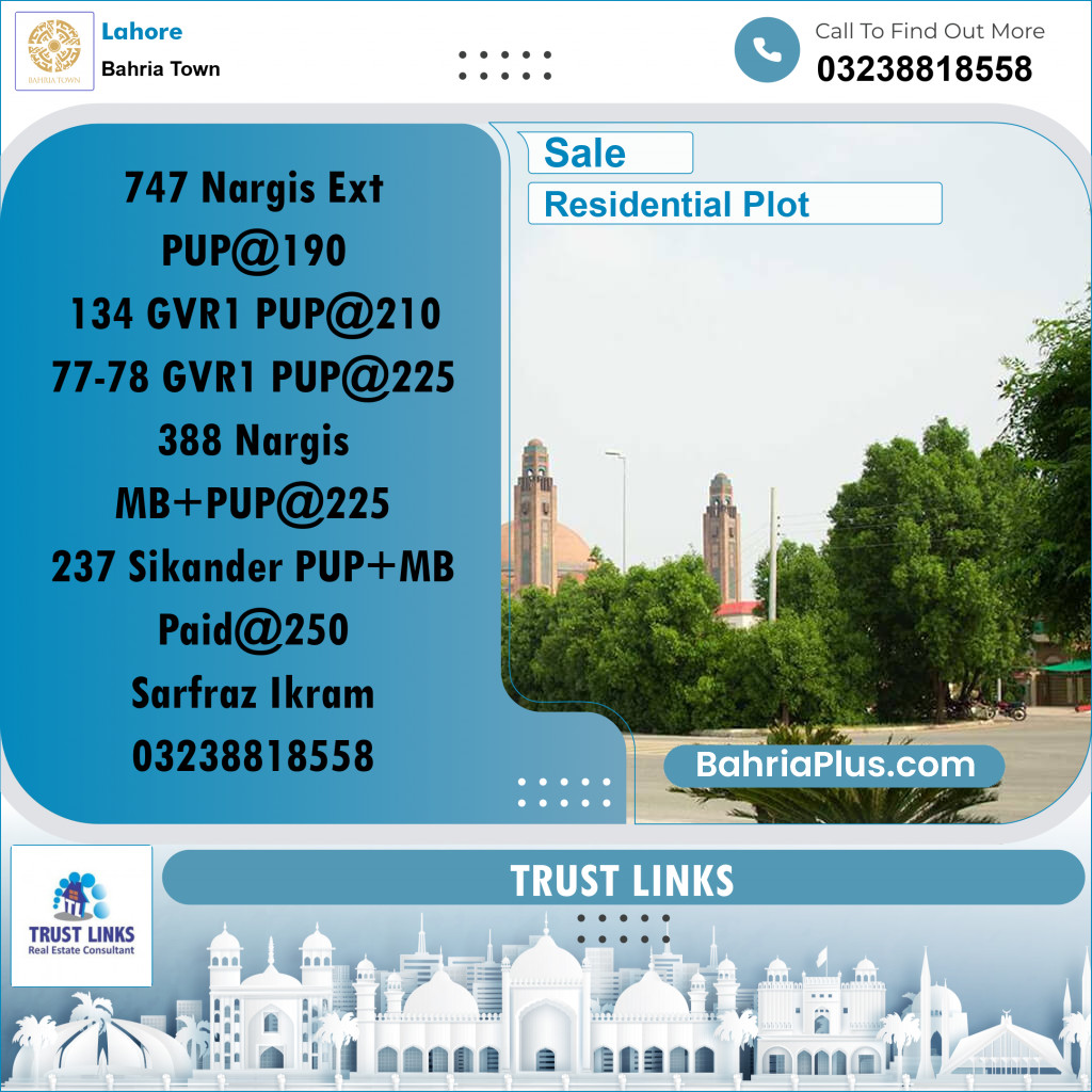 Residential Plot for Sale in Bahria Town, Lahore - (BP-255927)