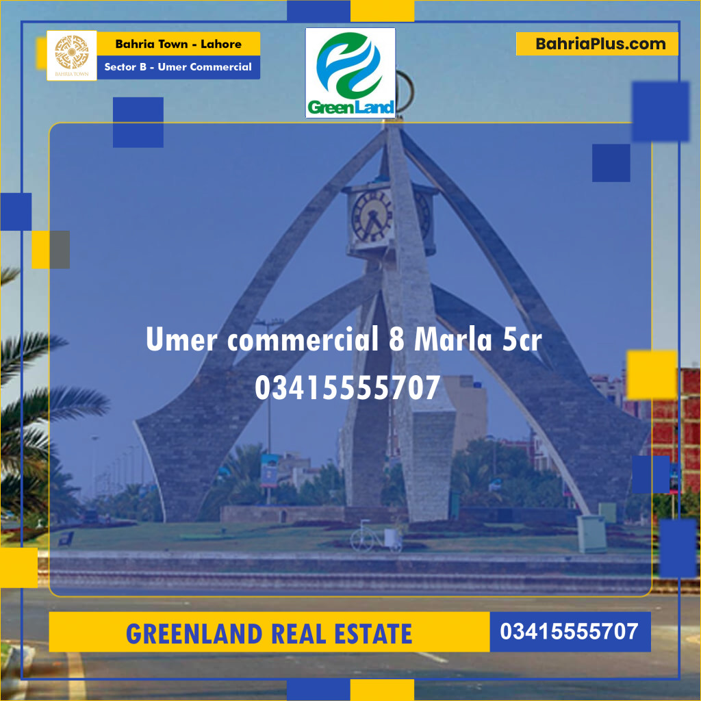 8 Marla Commercial Plot for Sale in Sector B - Umer Commercial -  Bahria Town, Lahore - (BP-255942)