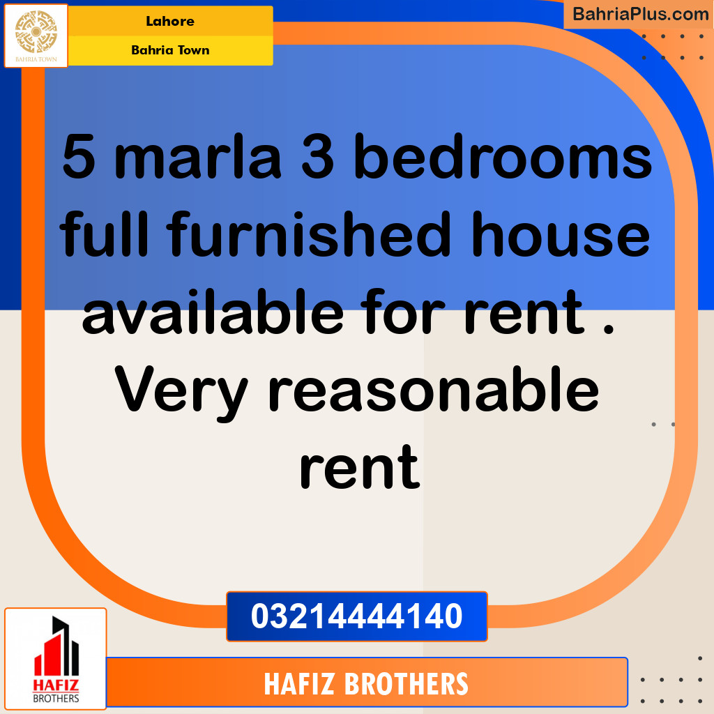 5 Marla Residential House for Rent in Bahria Town, Lahore - (BP-255968)