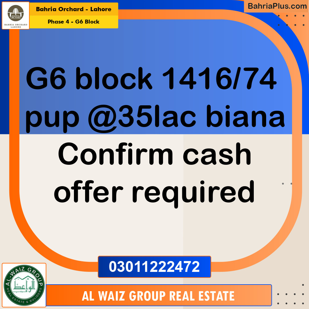 5 Marla Residential Plot for Sale in Phase 4 - G6 Block -  Bahria Orchard, Lahore - (BP-255978)