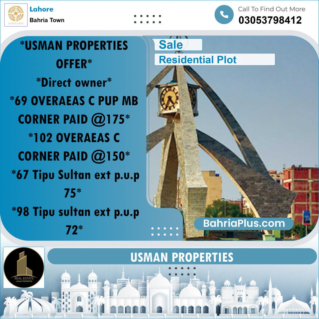Residential Plot for Sale in Bahria Town, Lahore - (BP-255982)