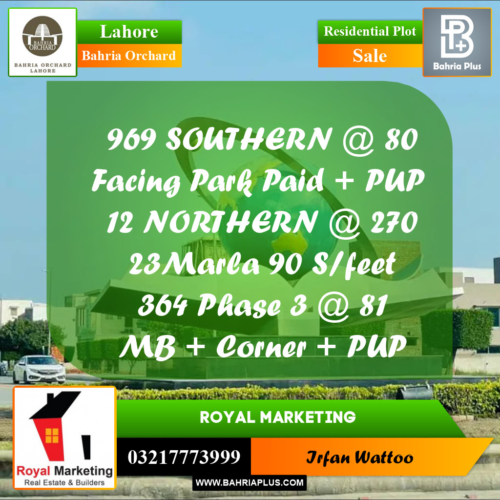 Residential Plot for Sale in Bahria Orchard, Lahore - (BP-256023)