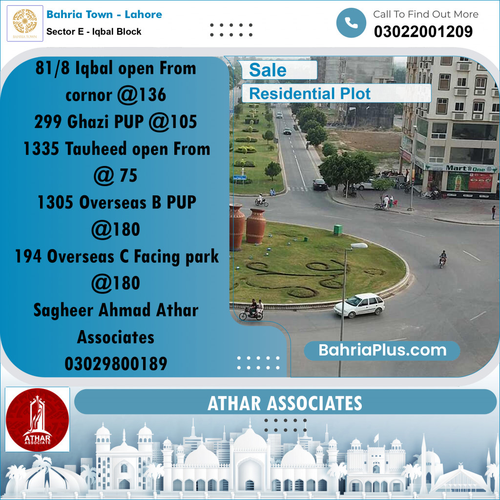 10 Marla Residential Plot for Sale in Sector E - Iqbal Block -  Bahria Town, Lahore - (BP-256024)