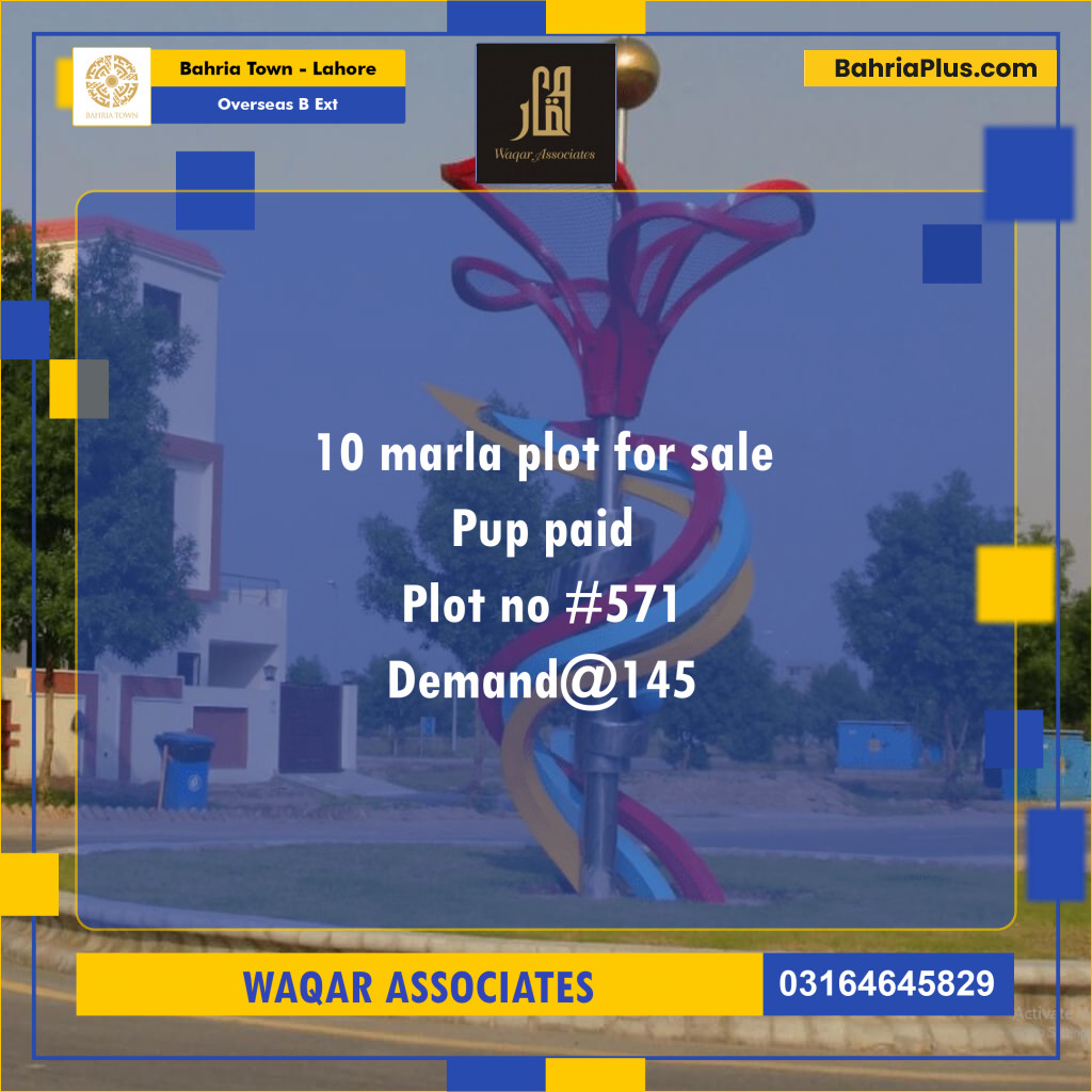 10 Marla Residential Plot for Sale in Overseas B Ext -  Bahria Town, Lahore - (BP-256030)