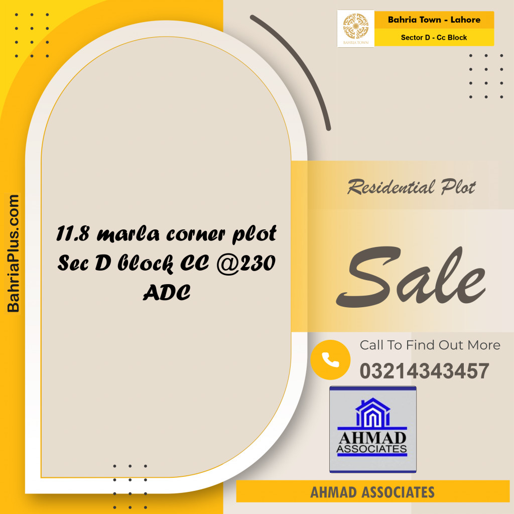 10 Marla Residential Plot for Sale in Sector D - CC Block -  Bahria Town, Lahore - (BP-256079)