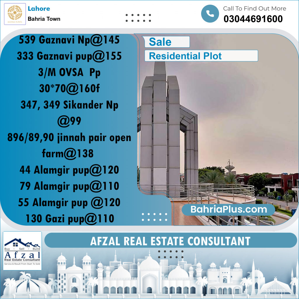 Residential Plot for Sale in Bahria Town, Lahore - (BP-256089)