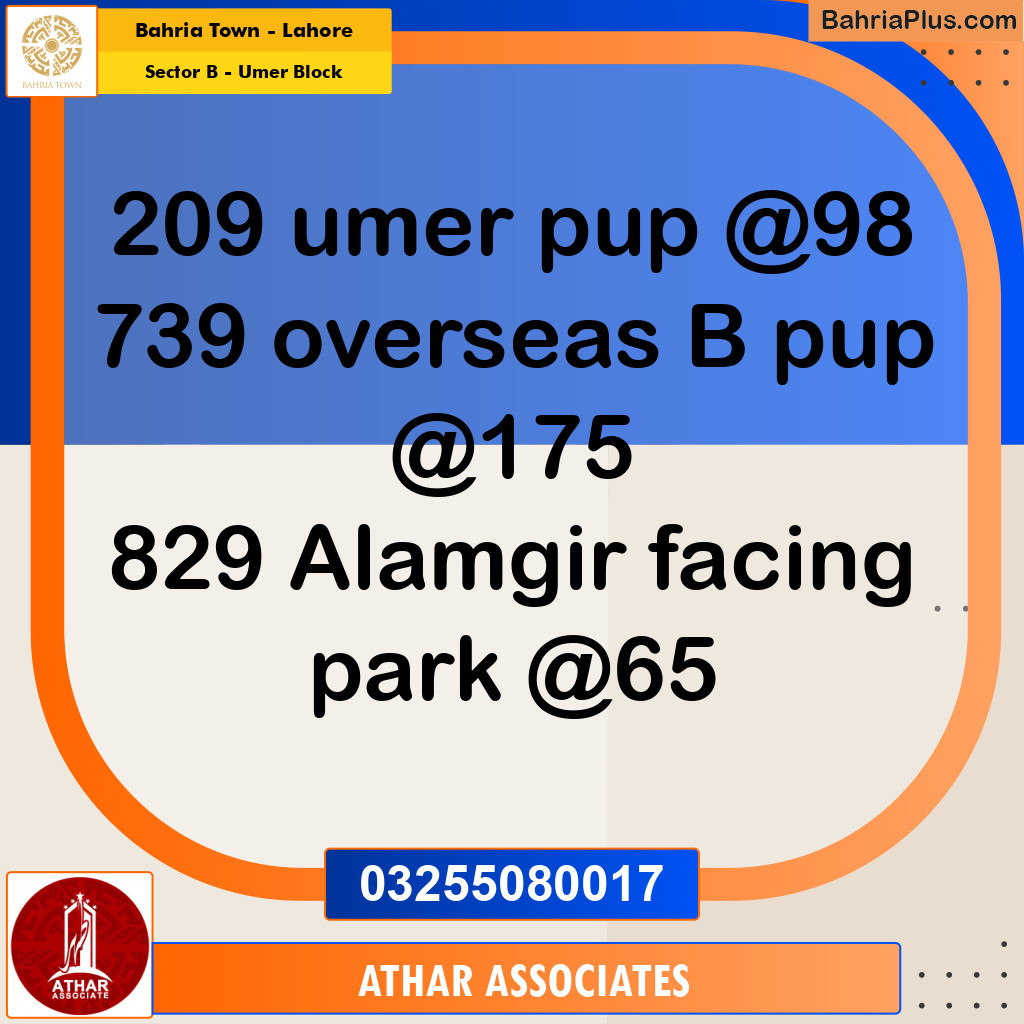 8 Marla Residential Plot for Sale in Sector B - Umer Block -  Bahria Town, Lahore - (BP-256094)