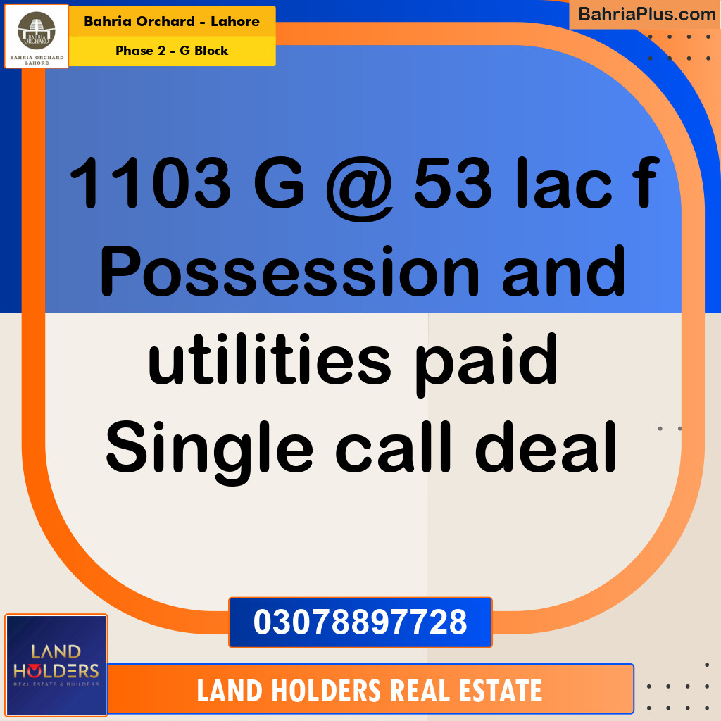5 Marla Residential Plot for Sale in Phase 2 - G Block -  Bahria Orchard, Lahore - (BP-256105)