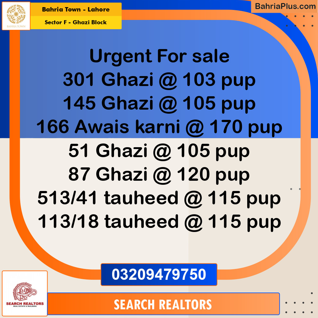 10 Marla Residential Plot for Sale in Sector F - Ghazi Block -  Bahria Town, Lahore - (BP-256112)