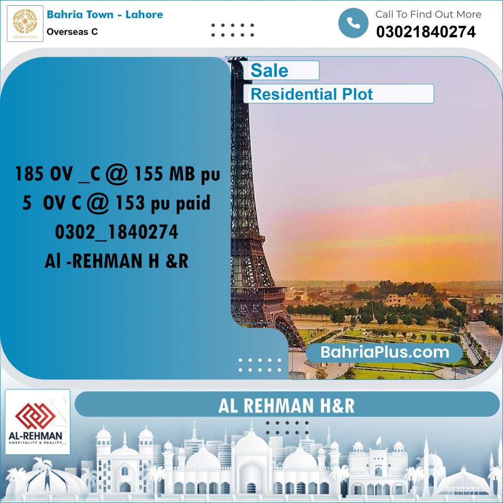 10 Marla Residential Plot for Sale in Overseas C -  Bahria Town, Lahore - (BP-256154)