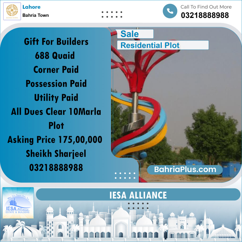 Residential Plot for Sale in Bahria Town, Lahore - (BP-256175)