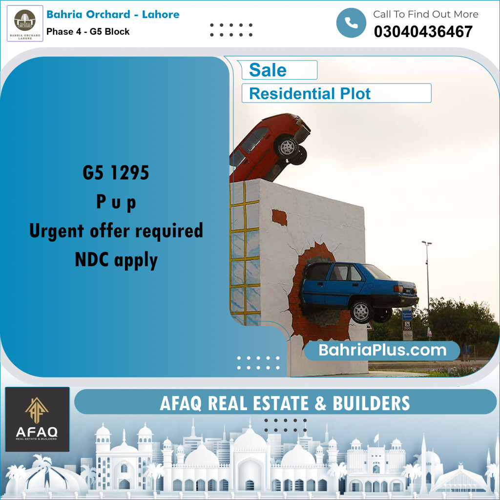 10 Marla Residential Plot for Sale in Phase 4 - G5 Block -  Bahria Orchard, Lahore - (BP-256179)