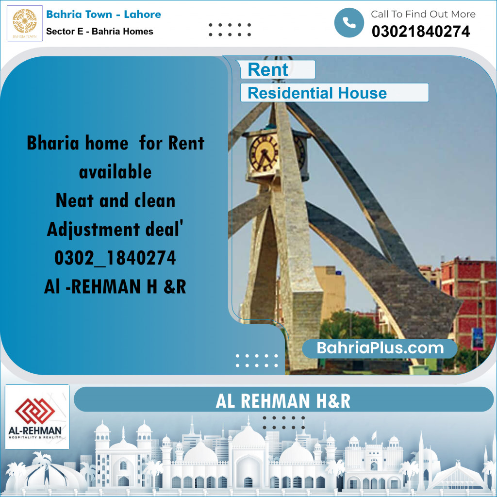 6.33 Marla Residential House for Rent in Sector E - Bahria Homes -  Bahria Town, Lahore - (BP-256266)