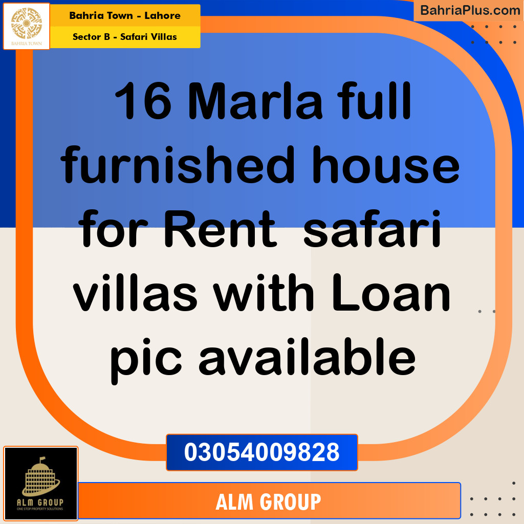 16 Marla Residential House for Rent in Sector B - Safari Villas -  Bahria Town, Lahore - (BP-256281)