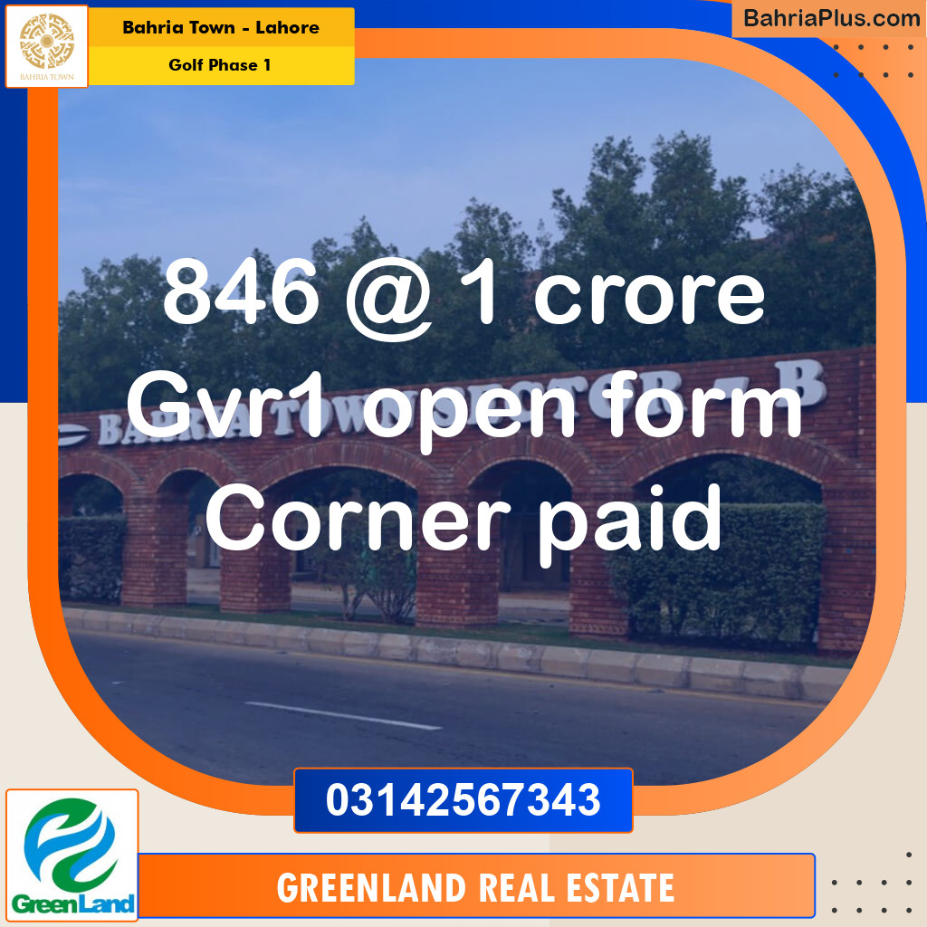10 Marla Residential Plot for Sale in Golf Phase 1 -  Bahria Town, Lahore - (BP-256289)