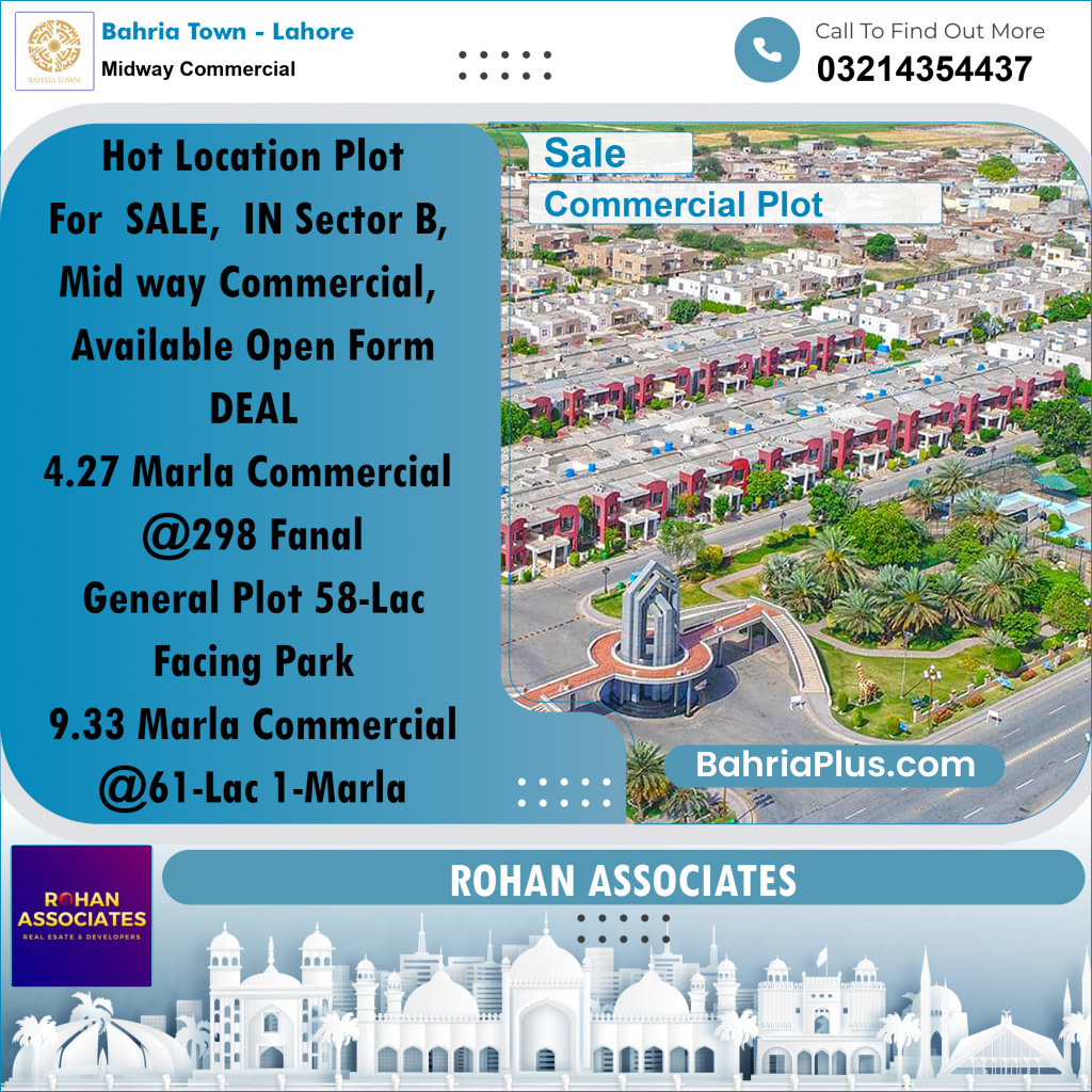 9 Marla Commercial Plot for Sale in Midway Commercial -  Bahria Town, Lahore - (BP-256290)