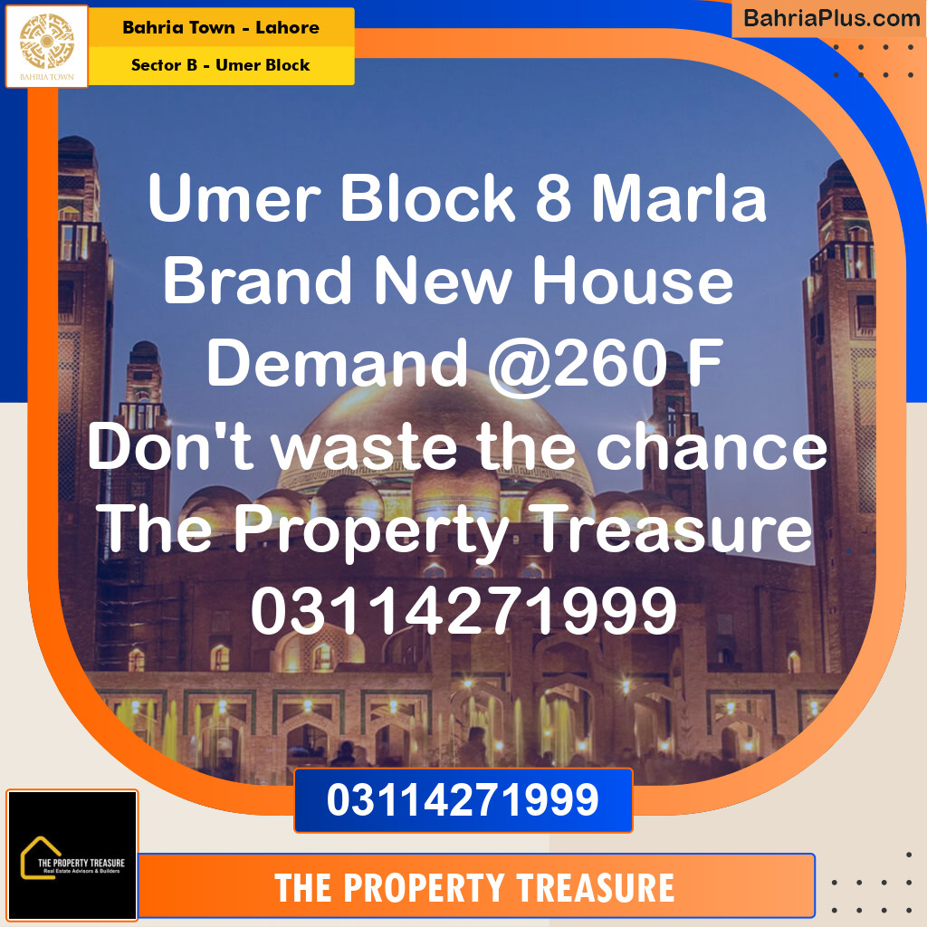 8 Marla Residential House for Sale in Sector B - Umer Block -  Bahria Town, Lahore - (BP-256300)