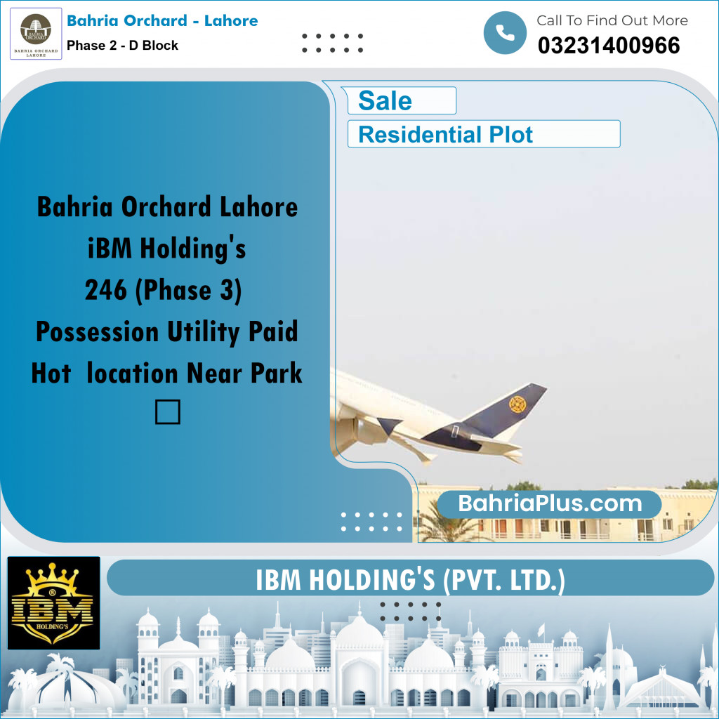 8 Marla Residential Plot for Sale in Phase 2 - D Block -  Bahria Orchard, Lahore - (BP-256325)