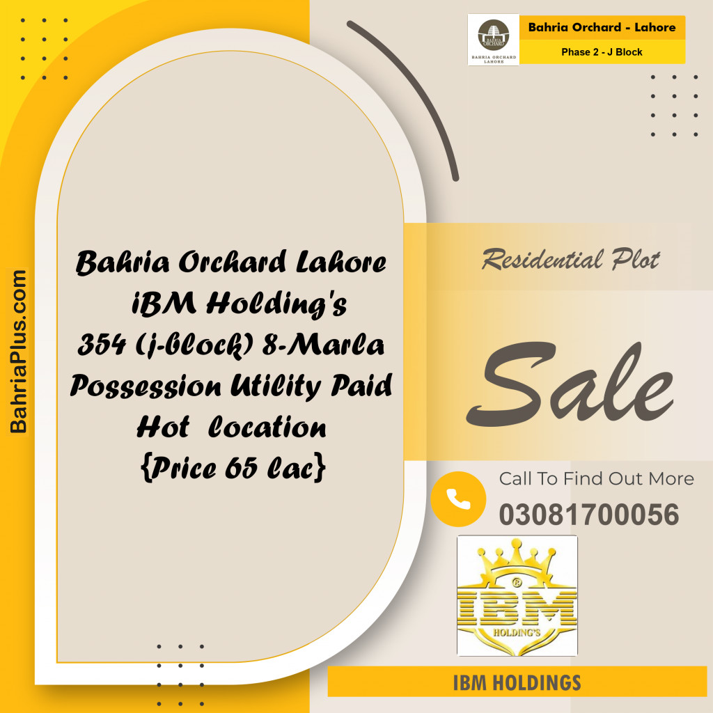 8 Marla Residential Plot for Sale in Phase 2 - J Block -  Bahria Orchard, Lahore - (BP-256331)