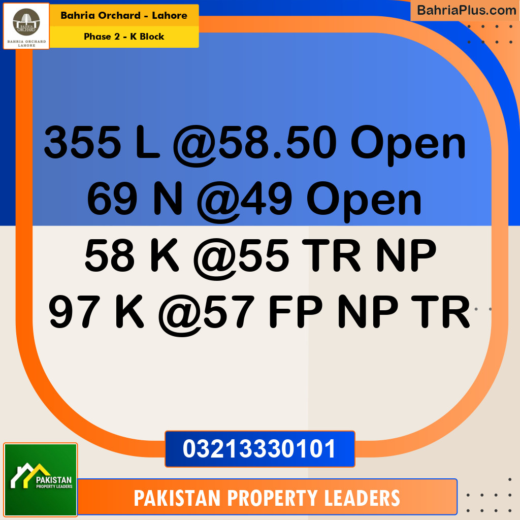 5 Marla Residential Plot for Sale in Phase 2 - K Block -  Bahria Orchard, Lahore - (BP-256371)