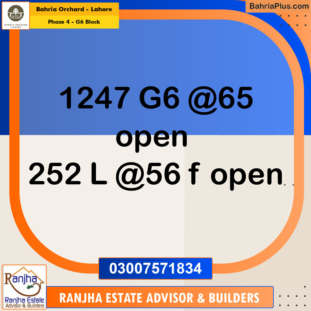 10 Marla Residential Plot for Sale in Phase 4 - G6 Block -  Bahria Orchard, Lahore - (BP-256378)
