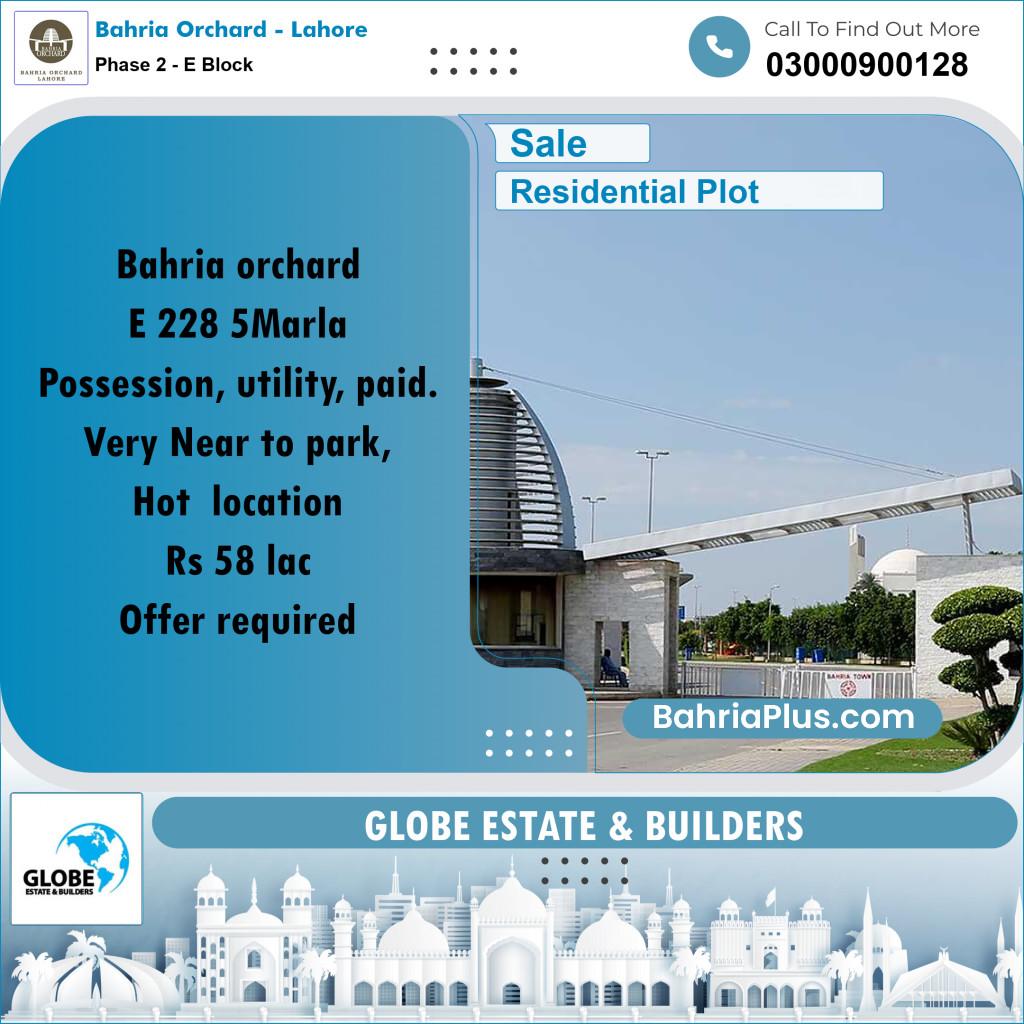 5 Marla Residential Plot for Sale in Phase 2 - E Block -  Bahria Orchard, Lahore - (BP-256387)