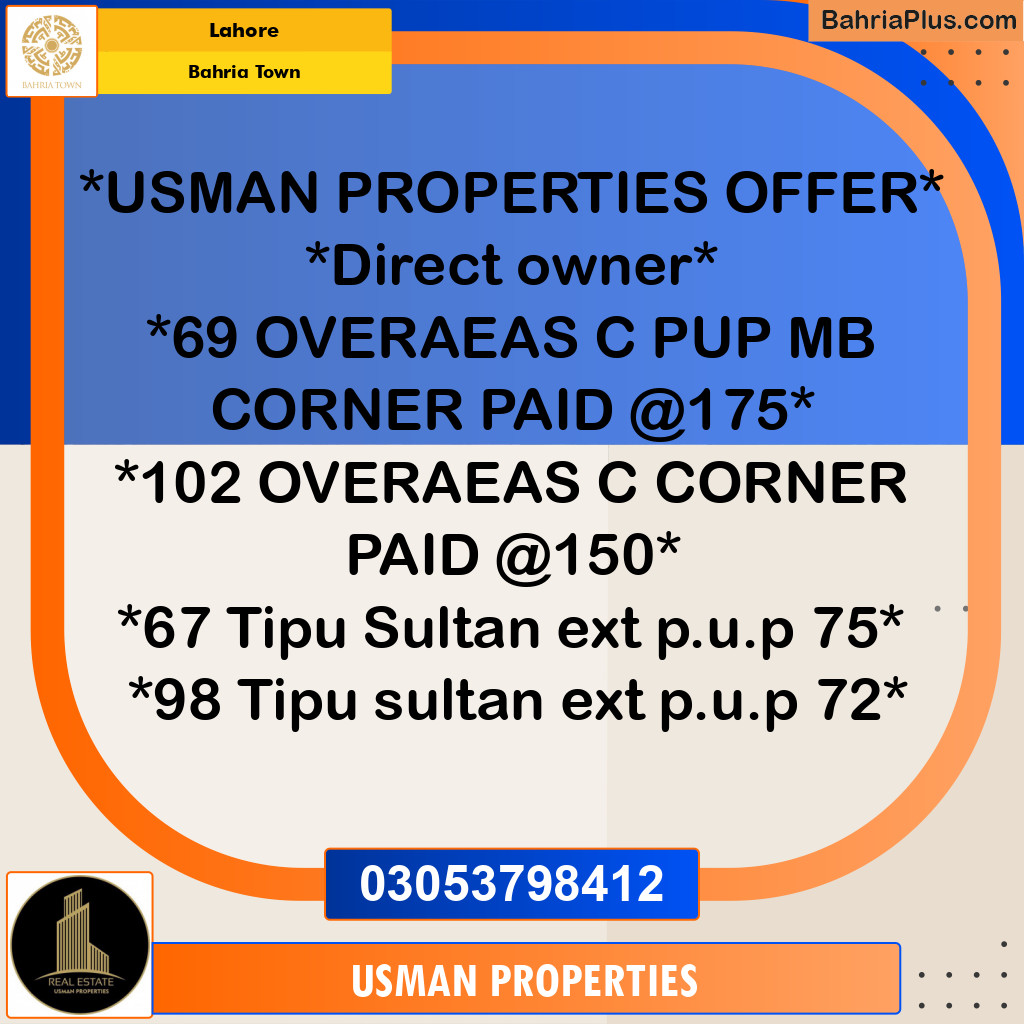 Residential Plot for Sale in Bahria Town, Lahore - (BP-256467)