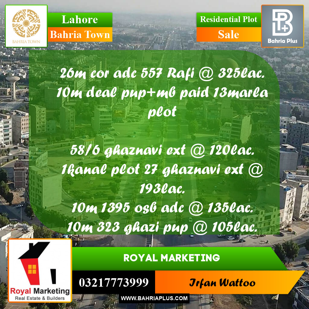 Residential Plot for Sale in Bahria Town, Lahore - (BP-256506)