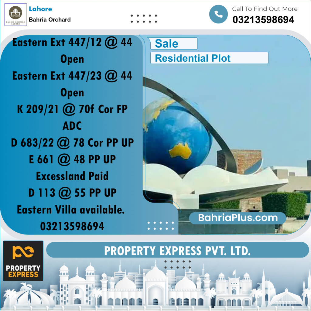 Residential Plot for Sale in Bahria Orchard, Lahore - (BP-256537)